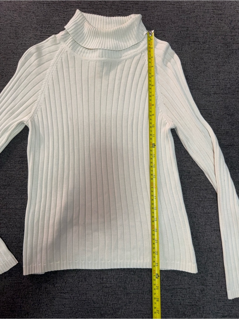 Vintage Talbots 100% Silk Turtleneck Sweater M Ivory Y2K Preppy Ribbed - Picture 6 of 10